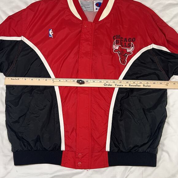 Champion Chicago Bulls Pregame Warm-Up Jacket Size XL Red Black VTG 90s RARE MJ - Picture 8 of 16